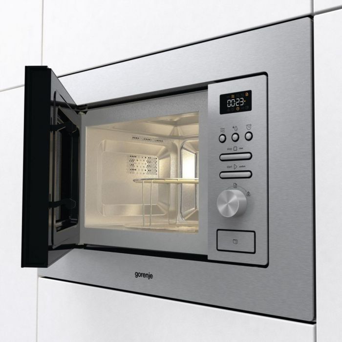 Піч Gorenje BM201AG1X мікрохвильова, вбудовувана, 20л, 800Вт, гриль, дисплей, нерж
