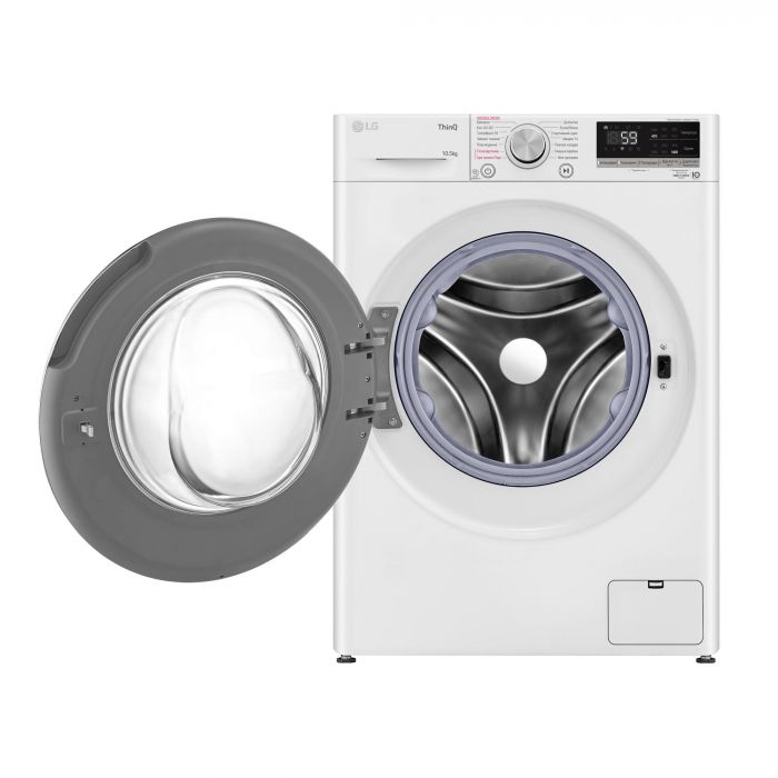 Пральна машина LG фронтальна, 10,5кг, 1400, A+++, 57см, дисплей, пара, інвертор, білий