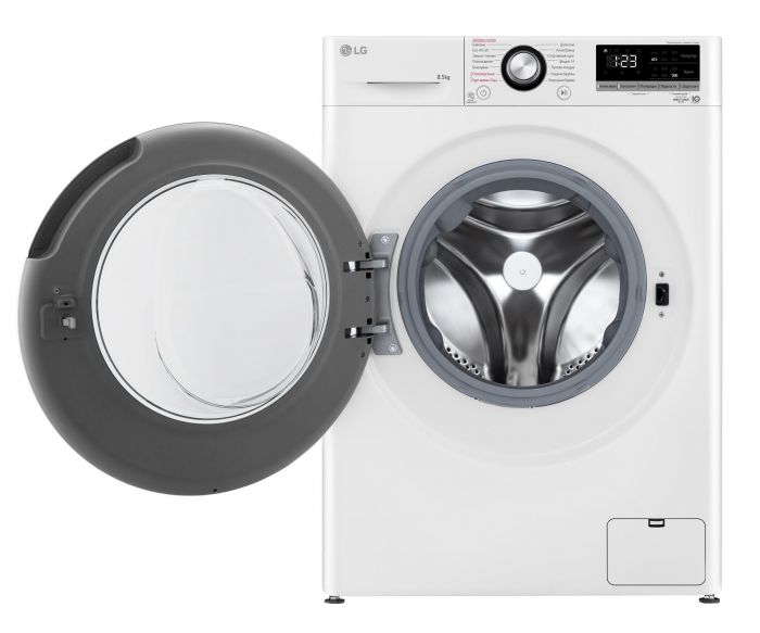 Пральна машина LG фронтальна, 8,5кг, 1200, A+++, 48см, дисплей, пара, інвертор, білий