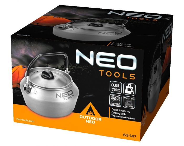 Чайник туристичний NEO, 0.8 л, анодований алюміній, складана ручка, сертифікат LFGB, чохол, 0.19кг