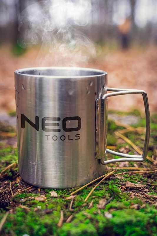Кухоль туристичний NEO, 320 мл, нержавіюча сталь, складана ручка, чохол, 0.15кг