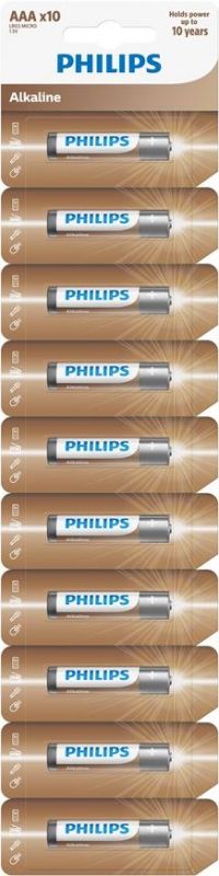 Батарейка Philips Entry Alkaline лужна AАА стрічка, 10 шт