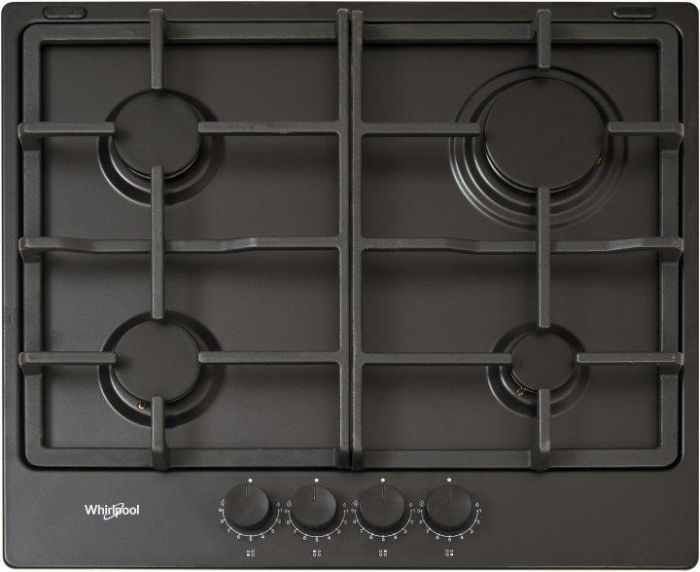 Варильна поверхня Whirlpool газова, 60см, чавун, турбо-конфорка, чорний