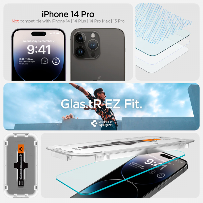 Захисне скло Spigen для Apple Iphone 14 Pro Glas tR EZ Fit (2 Pack), Clear