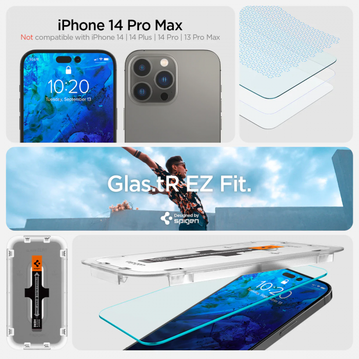 Захисне скло Spigen для Apple Iphone 14 Pro Max Glas tR EZ Fit (2 Pack), Clear