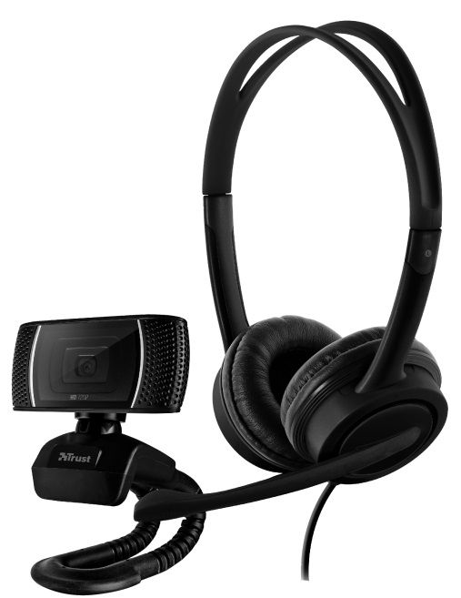 Набір для домашнього офісу веб-камера HD + гарнітура USB Trust Doba Black