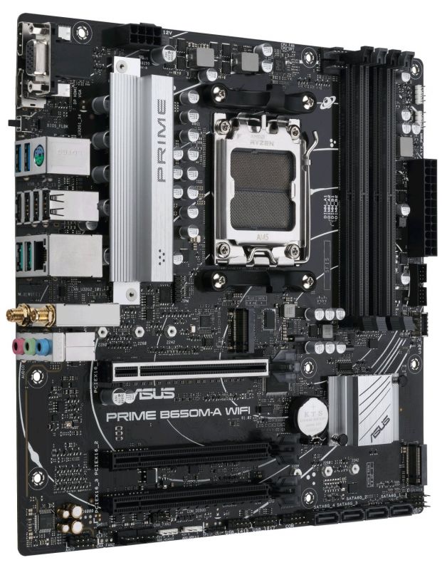 Материнcька плата ASUS PRIME B650M-A WIFI sAM5 B650 4xDDR5 M.2 USB VGA-HDMI-DP WiFi BT mATX