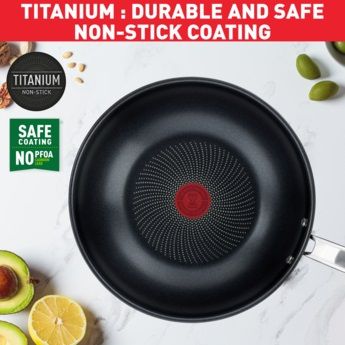 Сковорода Tefal Intuition ВОК, 28см, покриття Titanium, індукція, Thermo-Spot, нерж.сталь