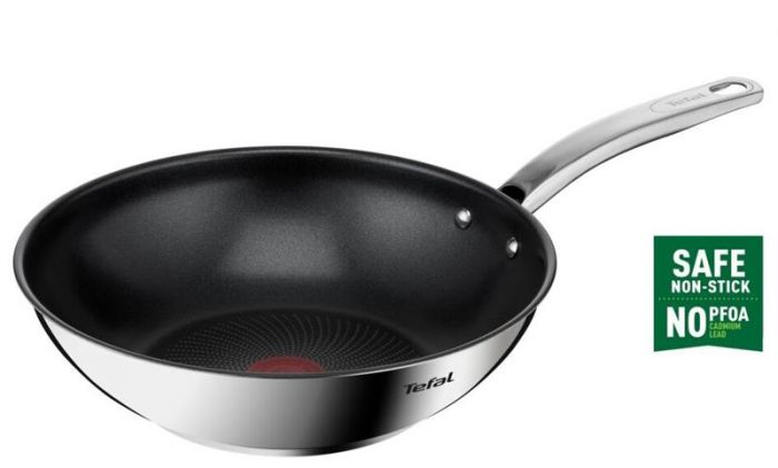 Сковорода Tefal Intuition ВОК, 28см, покриття Titanium, індукція, Thermo-Spot, нерж.сталь