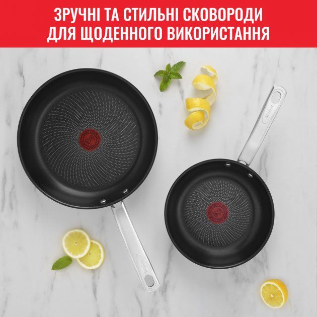 Набір сковорідок Tefal Intuition 20, 26см, покриття Titanium, індукція, Thermo-Spot, нерж.сталь
