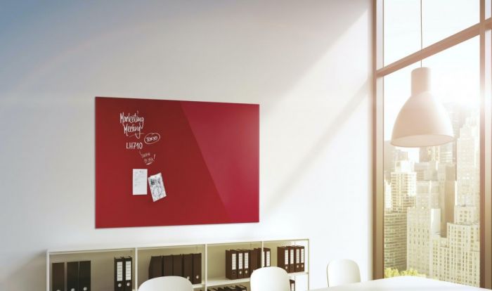 Дошка скляна магнітно-маркерна 1200x900 червона Magnetoplan Glassboard-Red