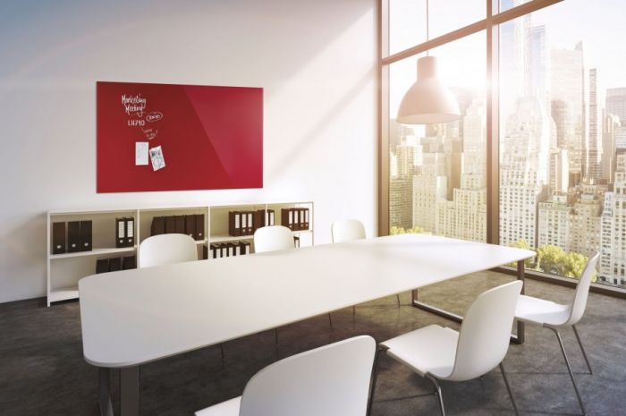 Дошка скляна магнітно-маркерна 1500x1000 червона Magnetoplan Glassboard-Red