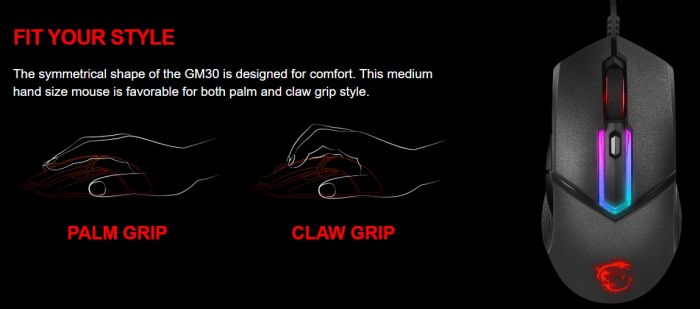 Миша MSI Clutch GM30 Black GAMING Mouse S12-0401690-D22