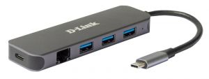 Мережевий адаптер D-Link DUB-2334 1xGE, 3xUSB 3.0, 1xUSB-C, USB-C