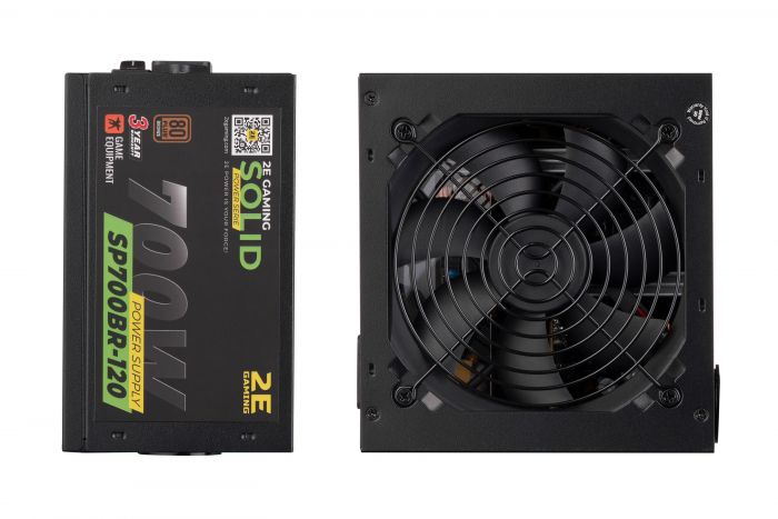 Блок живлення 2E GAMING SOLID POWER  (700W), >85%, 80+ Bronze, 120mm, 1xMB 24pin(20+4), 1xCPU 8pin(4+4), 3xMolex, 6xSATA, 4xPCIe 8pin(6+2)