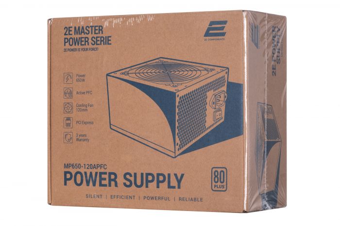 Блок живлення 2E MASTER POWER  (650W), >80%, 80+ White, 120mm, 1xMB 24pin(20+4), 1xCPU 8pin(4+4), 3xMolex, 5xSATA, 2xPCIe 8pin(6+2)