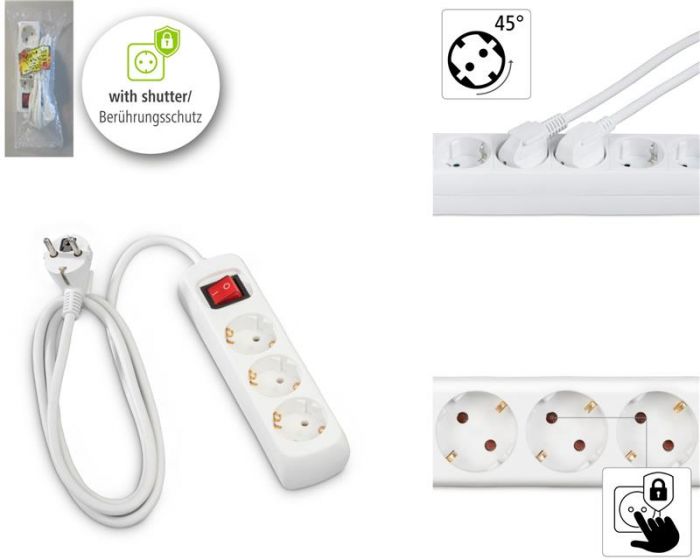 Мережевий подовжувач Hama Multiple 3XSchuko 3G*1.5мм ws 3м White