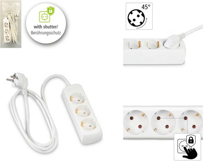 Мережевий подовжувач Hama 3XSchuko 3G*1.5мм 5м White