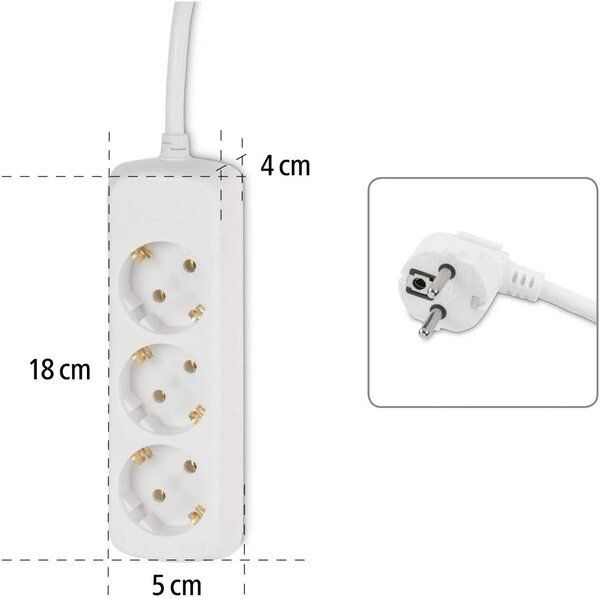 Мережевий подовжувач Hama 3XSchuko 3G*1.5мм 5м White