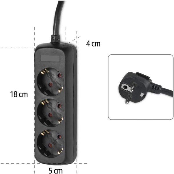 Мережевий подовжувач Hama 3XSchuko 3G*1.5мм 5м Black