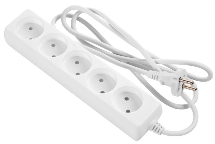Мережевий подовжувач 2E 5XCEE7/17, 2G*1.0мм, 1.5м, white