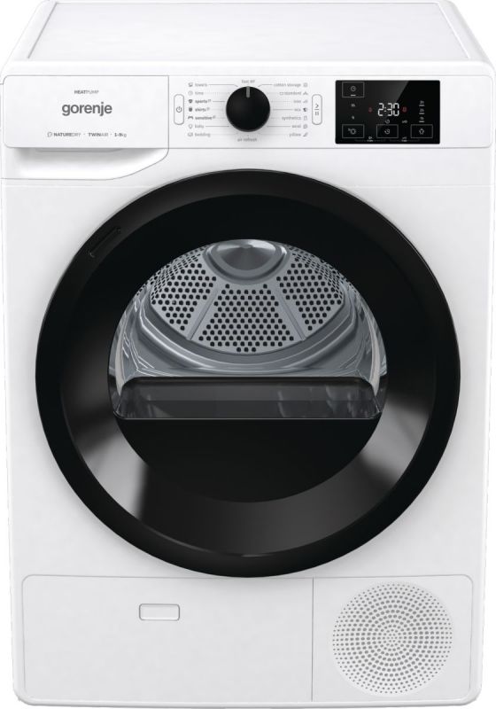 Сушильна машина Gorenje DNE92/GN тепловий насос, 9кг, A++, 60см, дисплей, білий