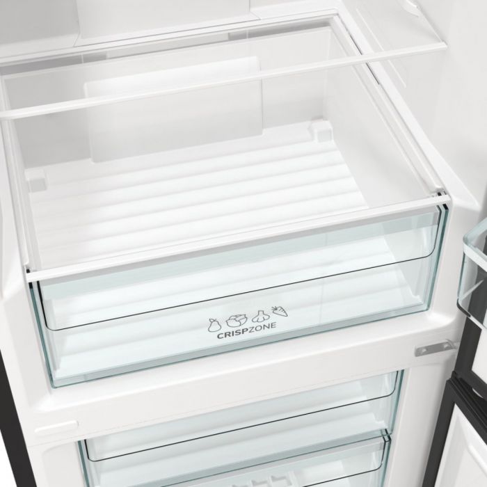 Холодильник з нижн. мороз. камерою Gorenje NRKE62BXL 185х60х60см, 2 двері, 203( 99)л, А++, NoFrost+ , LED дисплей, Зона св-ті, чорний