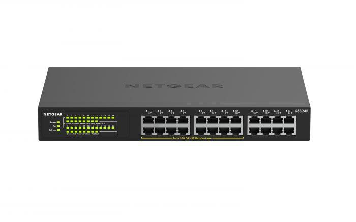 Комутатор NETGEAR GS324P 16xGE PoE+(190Вт), 8xGE, некерований