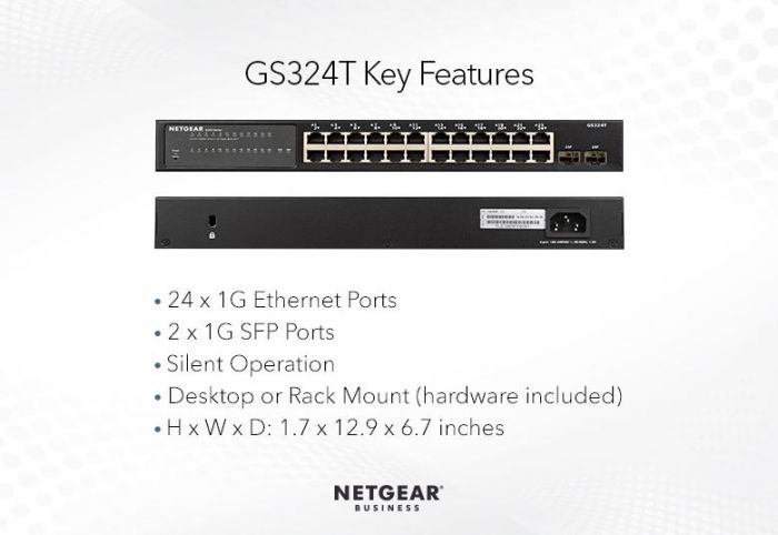 Комутатор NETGEAR GS324T  24x1GE, 2xSFP, керований