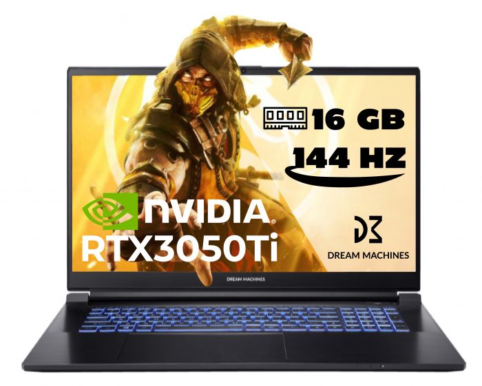Ноутбук Dream Machines RG3050Ti-17 17.3FHD IPS 144Hz/Intel i7-12700H/16/500F/NVD3050Ti-4/DOS