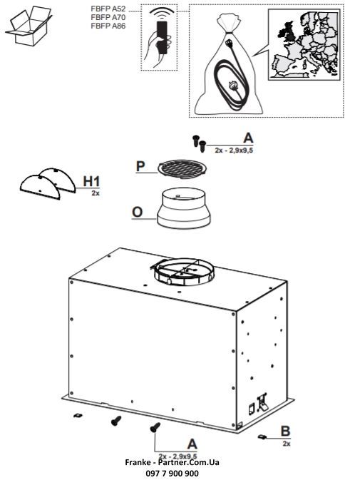 Витяжка Franke вбудовувана Box Flush EVO, 70см, 1120м3ч, FBFEBKMATTA70, чорний
