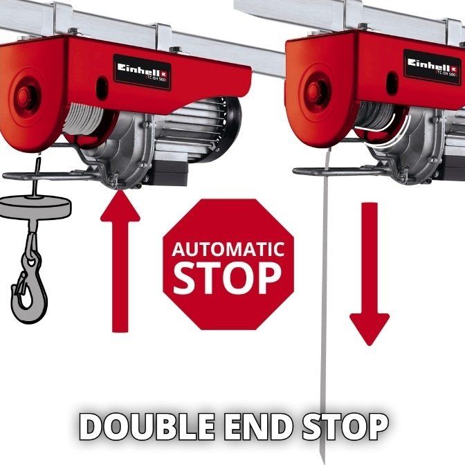 Тельфер електричний Einhell TC-EH 500, 1000Вт, до 500кг, трос 12м, 15.15кг