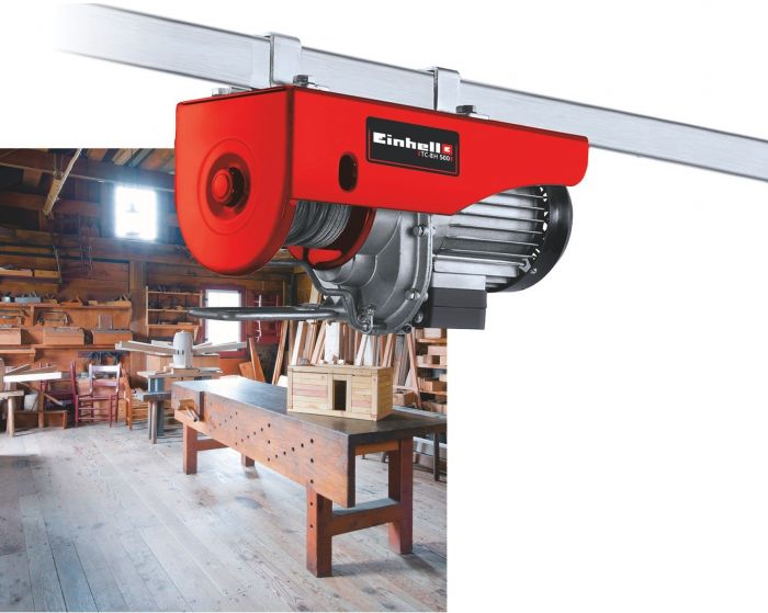 Тельфер електричний Einhell TC-EH 500, 1000Вт, до 500кг, трос 12м, 15.15кг