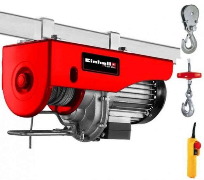 Тельфер електричний Einhell TC-EH 500, 1000Вт, до 500кг, трос 12м, 15.15кг