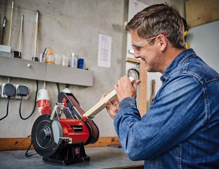 Точило стрічкове Einhell TC-US 350, 350 Вт, диск 150 мм, стрічка 50х686 мм