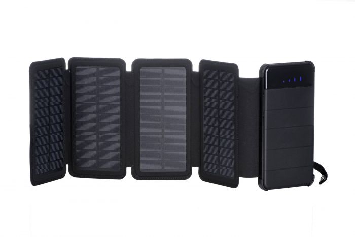 Акумулятор портативний літій-іонний Power Bank 2E Solar 8000мА·год, вбудований LED-ліхтар, чорний