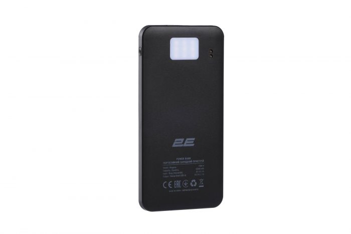 Акумулятор портативний літій-іонний Power Bank 2E Solar 8000мА·год, вбудований LED-ліхтар, чорний