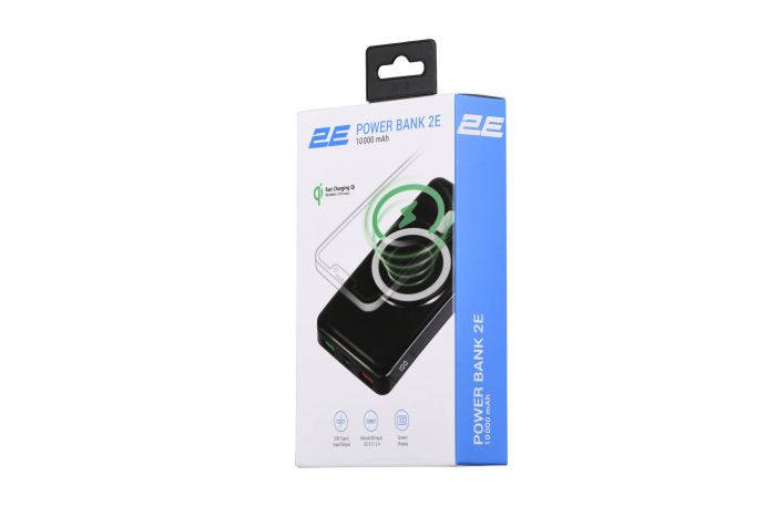 Акумулятор портативний літій-іонний Power Bank 2E Wireless 10000мА·год 20Вт PD, QC,  чорний