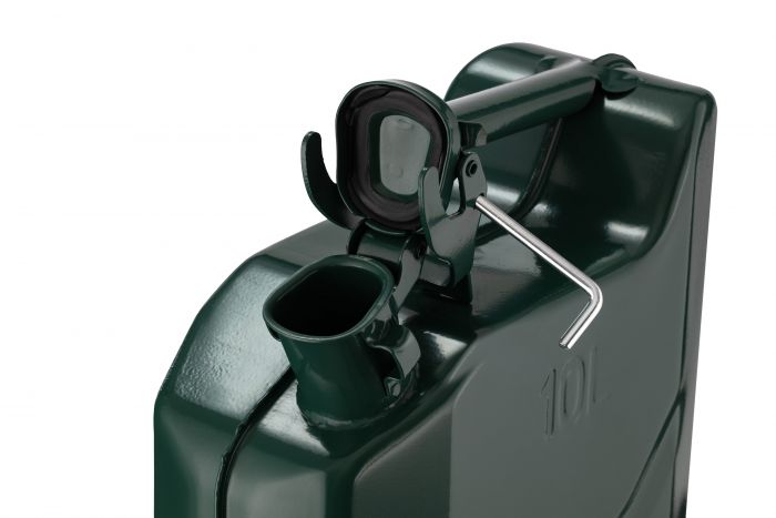 Каністра для палива 2E JCM10V вертикальна, 10л, метал, 0.6мм, зелений, 2.3кг