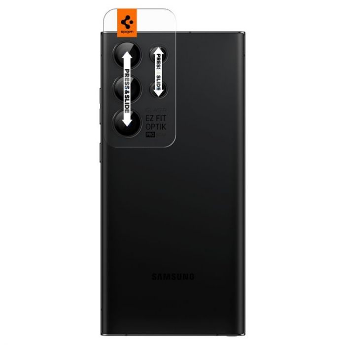 Захисне скло Spigen для лінз камери Samsung Galaxy S23 Ultra Glas.tR EZ Fit Optik Pro (2P) Black