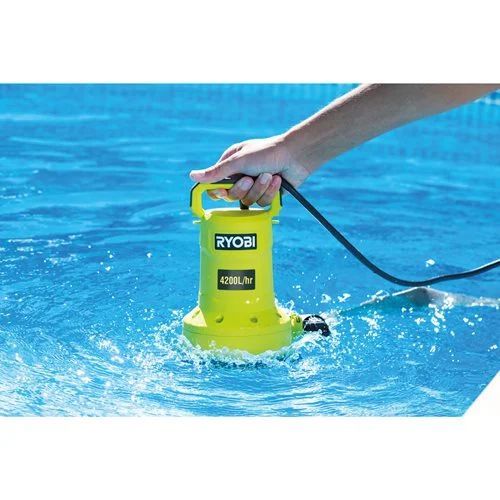 Насос для брудної та чистої води Ryobi RY18SPA-0, ONE+ 18В, 4200 л/г, вис 8 м, глуб. 5 м, штуцер 1", таймер відключення, захист сухого ходу (без АКБ та ЗУ), 4 кг