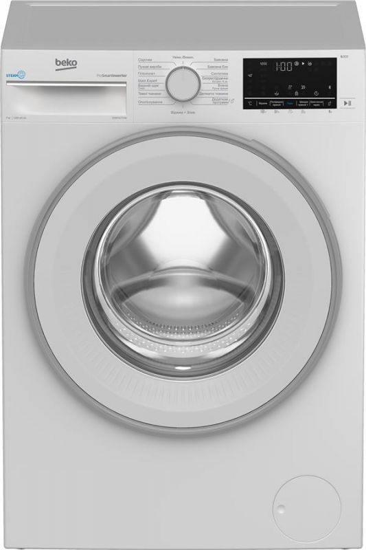 Пральна машина Beko фронтальна, 7кг, 1200, A+++, 49см, дисплей, SMART, ПАР, інв., білий