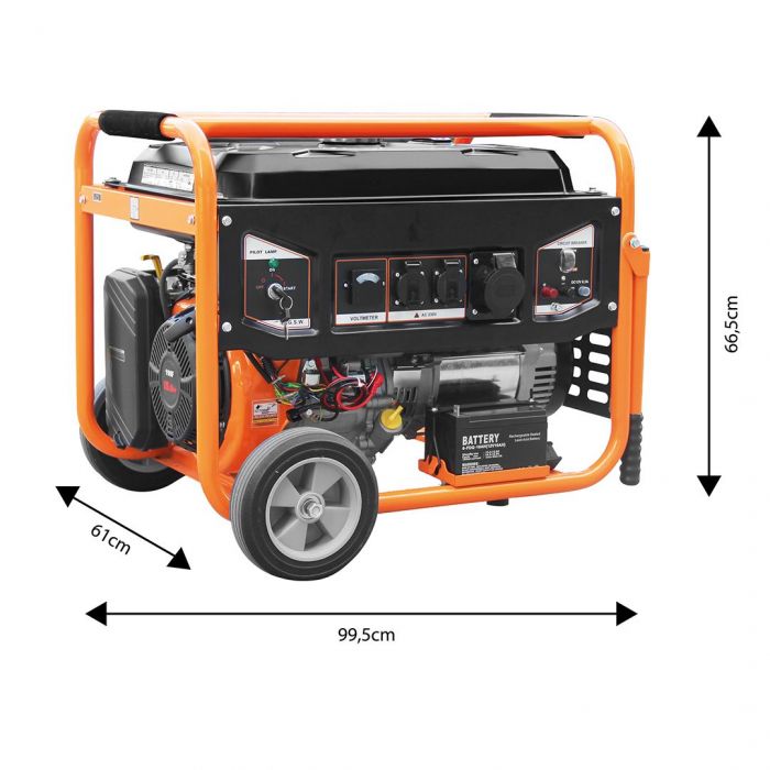 Генератор бензиновий Neo Tools 04-731, 6.0/6.5кВт, 1х12В та 2х230В (16А) та 1x230В(32А), бак 25л, 313г/кВтГ, 85 кг