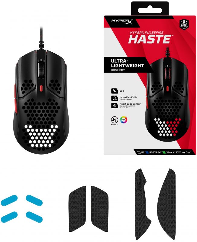 Миша HyperX Pulsefire Haste USB, Black/Red
