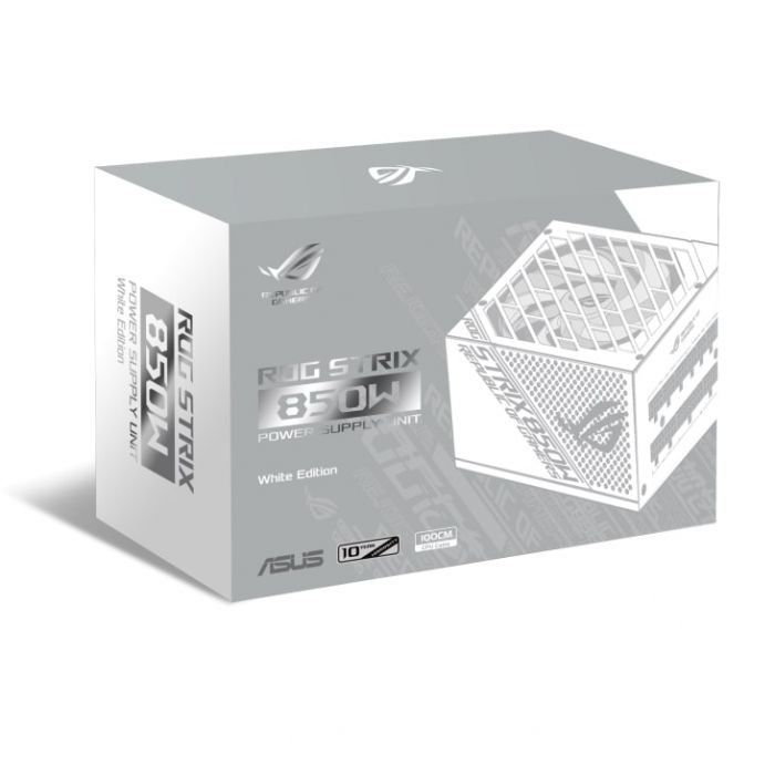 Блок живлення ASUS ROG STRIX  (850W), >90%, 80+ Gold, 135mm, 1xMB 24pin(20+4), 2xCPU 8pin(4+4), 3xMolex, 8xSATA, 6xPCIe 8pin(6+2), Fully Modular, ROG-STRIX-850G-WHITE