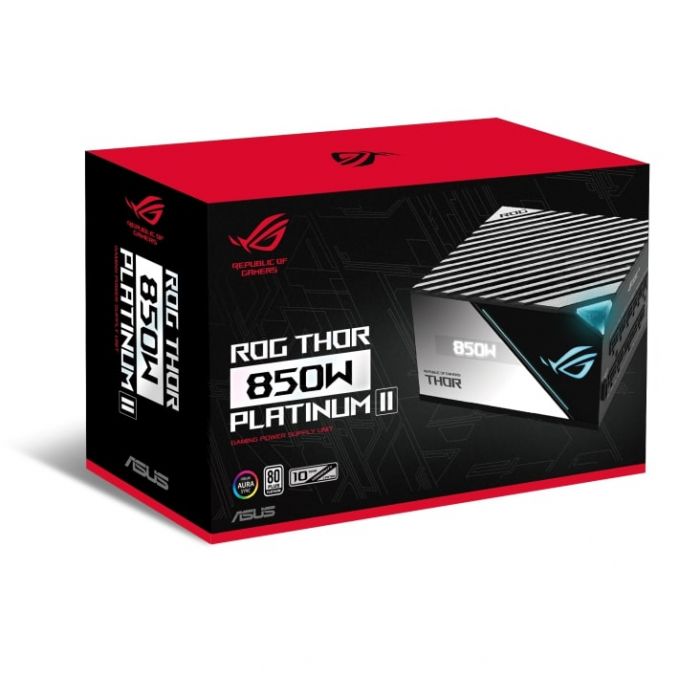 Блок живлення ASUS ROG THOR (850W), >90%, 80+ Platinum, 135мм, 1xMB 24pin(20+4), 2xCPU 8pin(4+4), 6xMolex, 10xSATA, 83xPCIe 8pin(6+2), Fully Modular, ARGB, ROG-THOR-850P2-GAMING