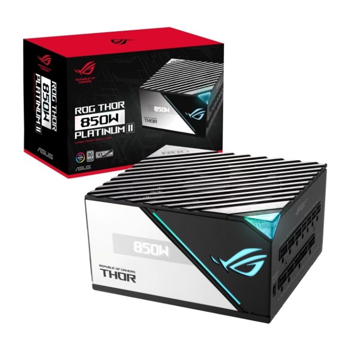 Блок живлення ASUS ROG THOR (850W), >90%, 80+ Platinum, 135мм, 1xMB 24pin(20+4), 2xCPU 8pin(4+4), 6xMolex, 10xSATA, 83xPCIe 8pin(6+2), Fully Modular, ARGB, ROG-THOR-850P2-GAMING