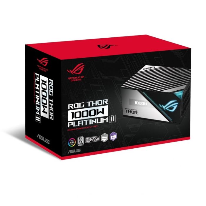 Блок живлення ASUS ROG THOR (1000W), >90%, 80+ Platinum, 135mm, 1xMB 24pin(20+4), 2xCPU 8pin(4+4), 6xMolex, 12xSATA, 8xPCIe 8pin(6+2), Fully Modular, ARGB, ROG-THOR-1000P2-GAMING