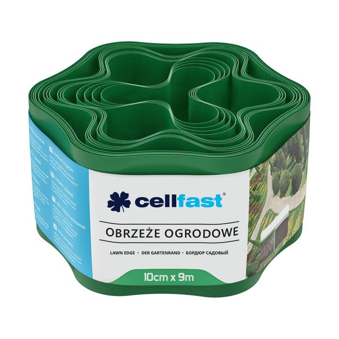 Стрічка газонна Cellfast, бордюрна, хвиляста, 10см x 9м, зелена
