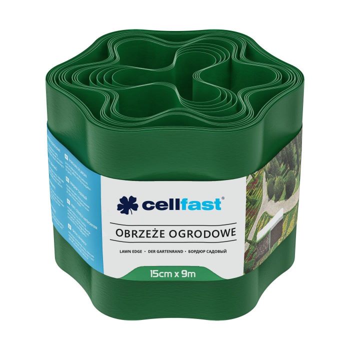 Стрічка газонна Cellfast, бордюрна, хвиляста, 15см x 9м, зелена